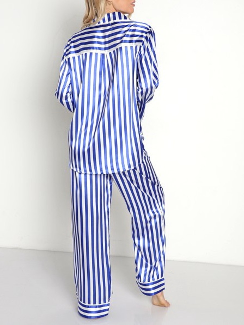 Show Me Your MuMu Blue and White Striped Satin Pajama bottoms